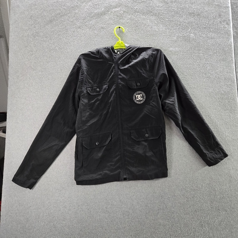 DC‎ Shoes Men Jacket M Black Embroidered Logo Patch Avalanche Button Zipper